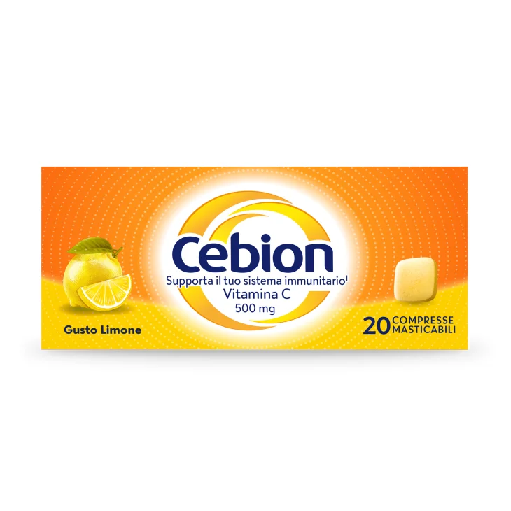 Cebion 500 mg - 20 Compresse Masticabili Integratore di Vitamina C Gusto Limone Cebion 500 mg - 20 Compresse Masticabili Integratore di Vitamina C Gusto Limone