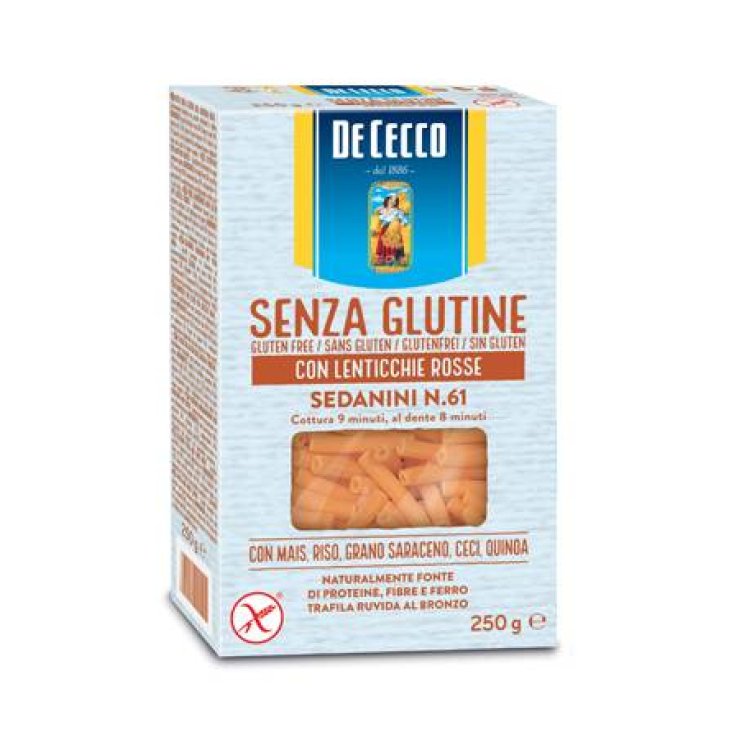 De Cecco Senza Glutine Sedanini Con Lenticchie Rosse N.61 250 gr