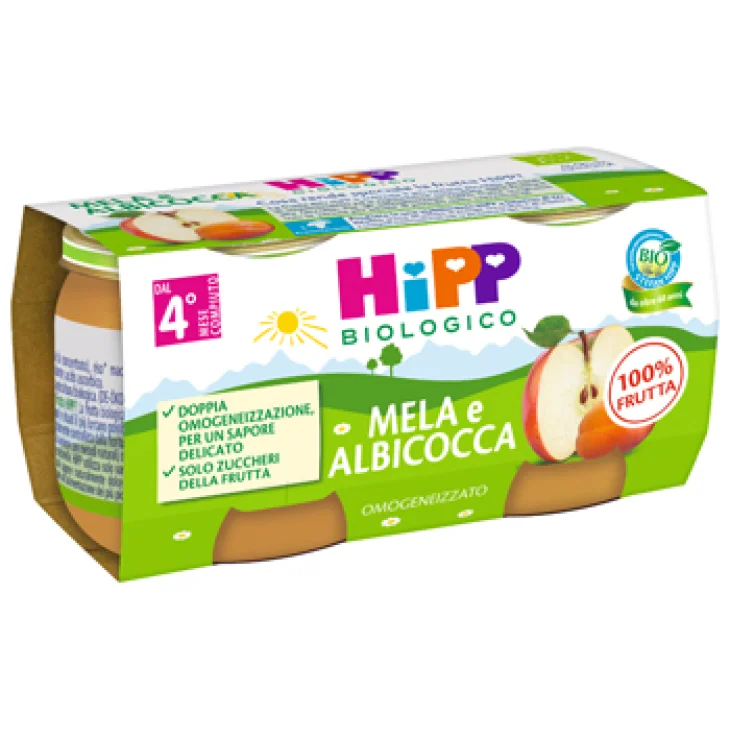 Hipp Bio Omogeneizzato Biologico Mela e Albicocca 2x80 gr