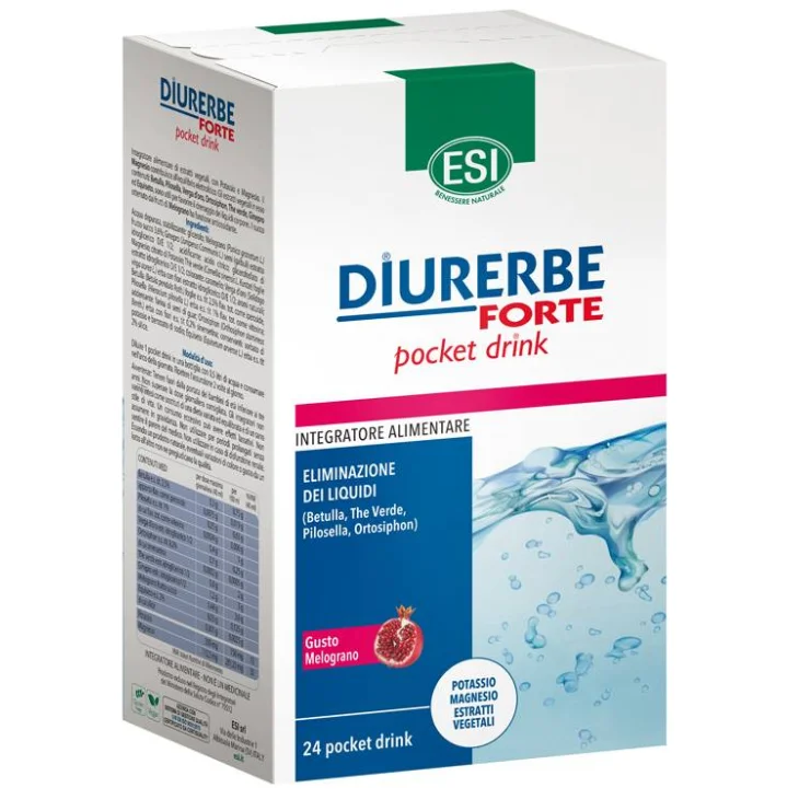Esi Diurerbe Forte Pocket Drink Melograno Integratore Drenante 24 Stick Pack