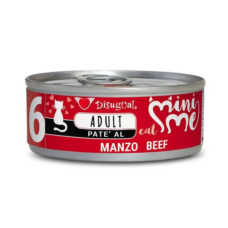 Disugual Mini Me Patè Cibo umido per gatti adulti gusto manzo 85 g