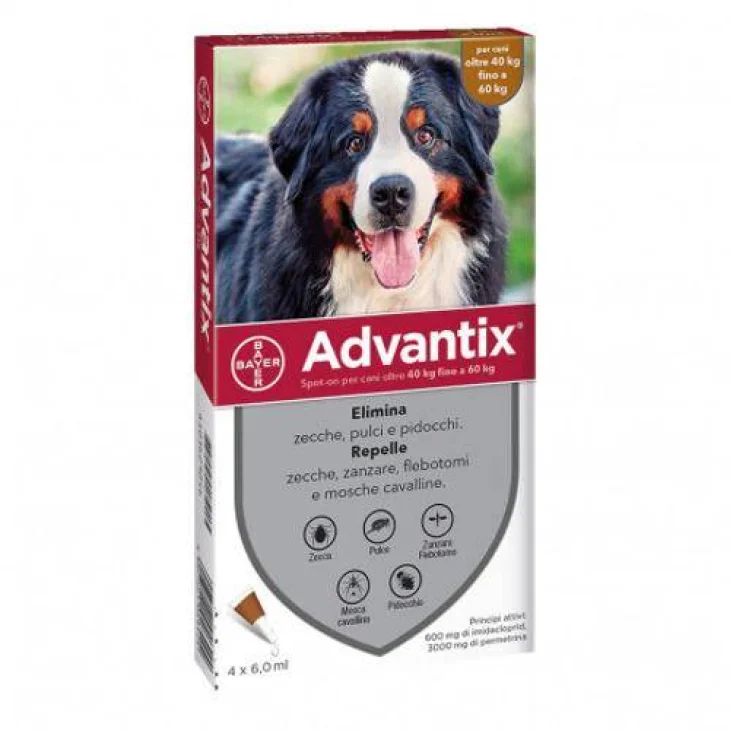 Bayer Advantix Antiparassitario spot-on per cani da 40 a 60 kg 4 pipette