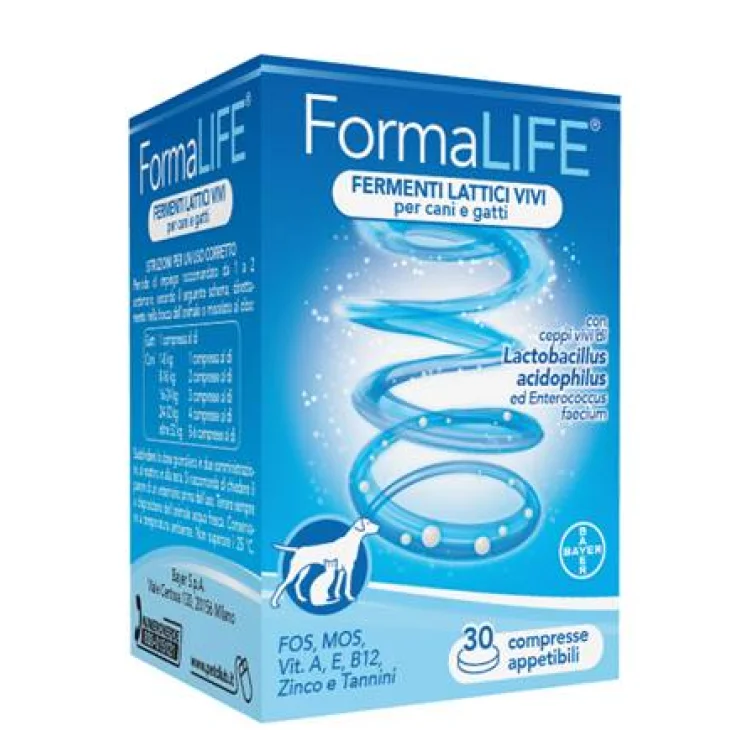 Bayer Formalife Fermenti Lattici Vivi per Cani e Gatti 30 compresse