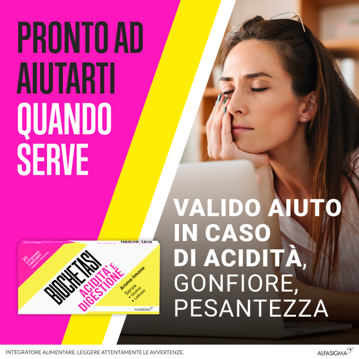 Biochetasi Digestione e Acidità Aroma Limone 20 compresse masticabili