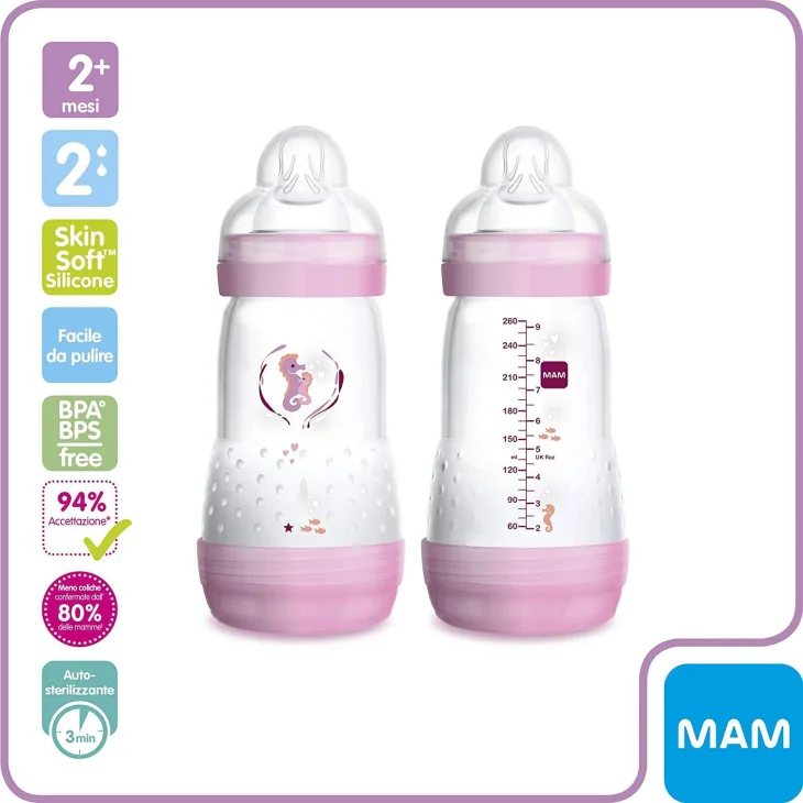 Mam Easy Start Biberon Anti-Coliche Fantasia Femminuccia 260 ml 2 pezzi