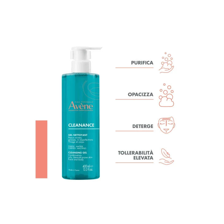 Avène Eau Thermale Cleanance Gel Detergente Purificante Nuova Formula 400 ml
