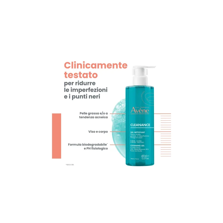 Avène Eau Thermale Cleanance Gel Detergente Purificante Nuova Formula 400 ml
