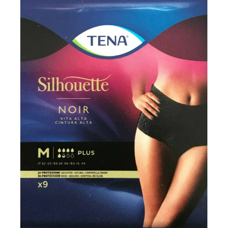 Tena Silhouette Noir Pannolone a mutandina assorbente Vita Alta Taglia M 9 assorbenti