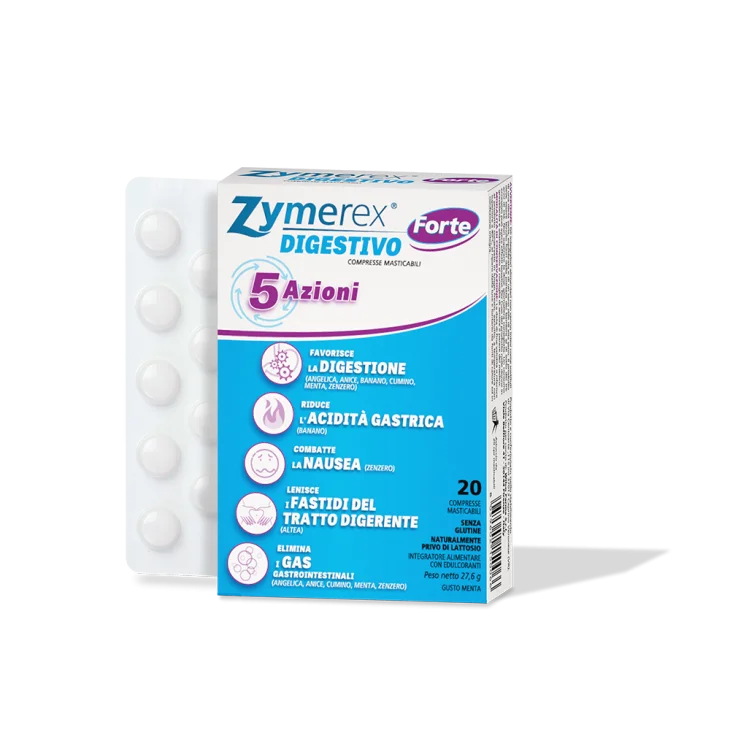Zymerex Digestivo Forte 5 Azioni Integratore per la Digestione 20 compresse