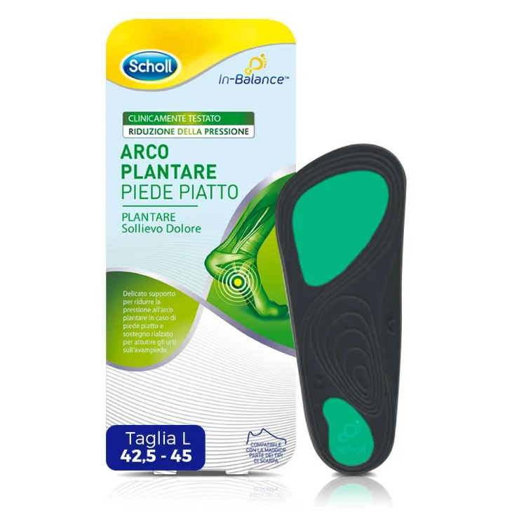 Scholl Arco Plantare Piede Piatto Sollievo Dolore Taglia L 2 Pezzi