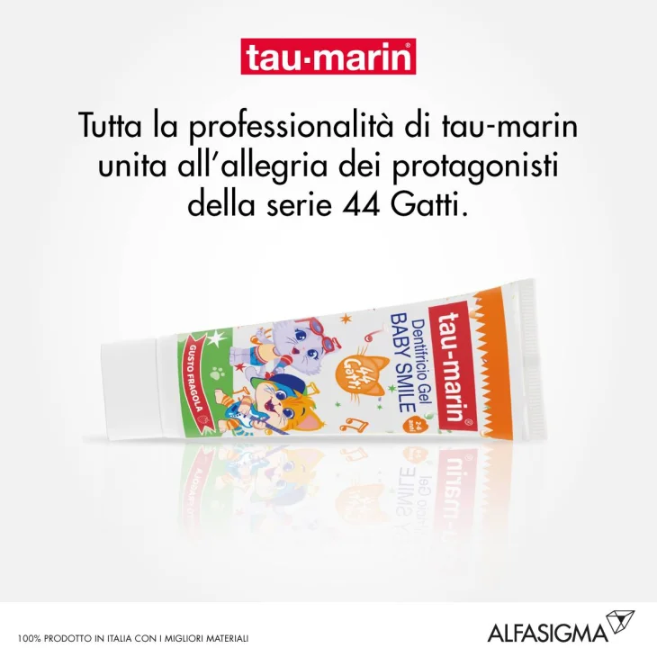 Tau-Marin dentifricio baby smile 50 ml gusto fragola Limited Edition 44 Gatti