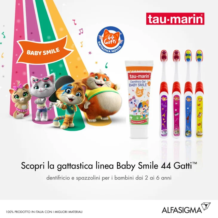 Tau-Marin dentifricio baby smile 50 ml gusto fragola Limited Edition 44 Gatti