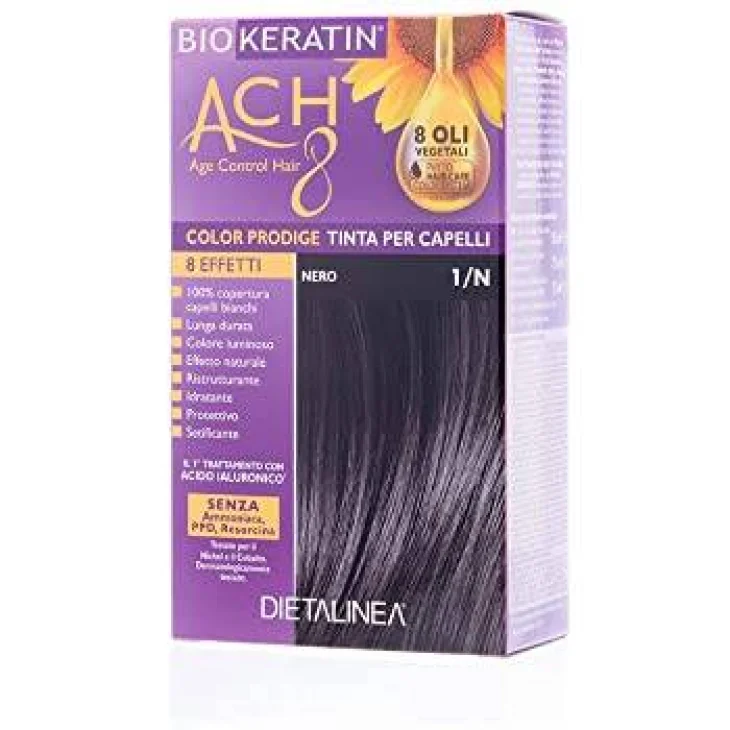 Biokeratin ACH8 Tinta Vegetale per Capelli Colore 1/N Nero