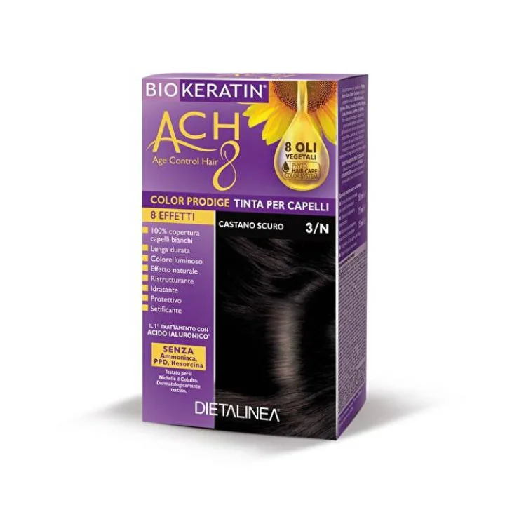 Biokeratin ACH8 Tinta Vegetale per Capelli Colore 3/N Castano Scuro