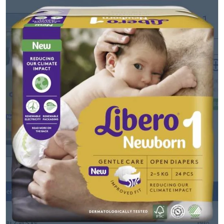 Libero Newborn Pannolini Misura 1 (2-5 Kg) 24 pezzi