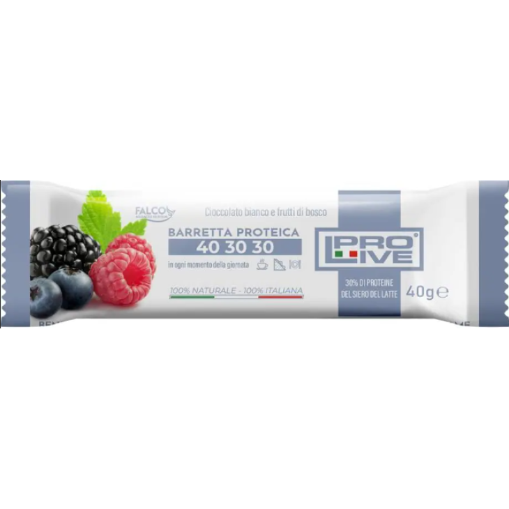 ProLive 40 30 30 Barretta proteica cioccolato bianco e frutti di bosco  40 g