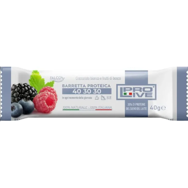 ProLive 40 30 30 Barretta proteica cioccolato bianco e frutti di bosco  40 g