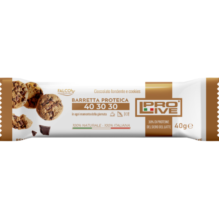 ProLive 40 30 30 Barretta proteica gusto cioccolato fondente e cookies  40 g