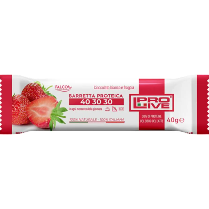 ProLive 40 30 30 Barretta proteica gusto cioccolato bianco e fragola 40 g