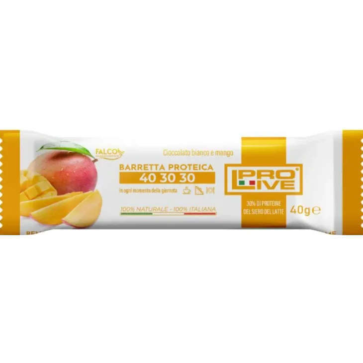 ProLive Barretta Proteica 40 30 30 Gusto Cioccolato Bianco e Mango 40 g