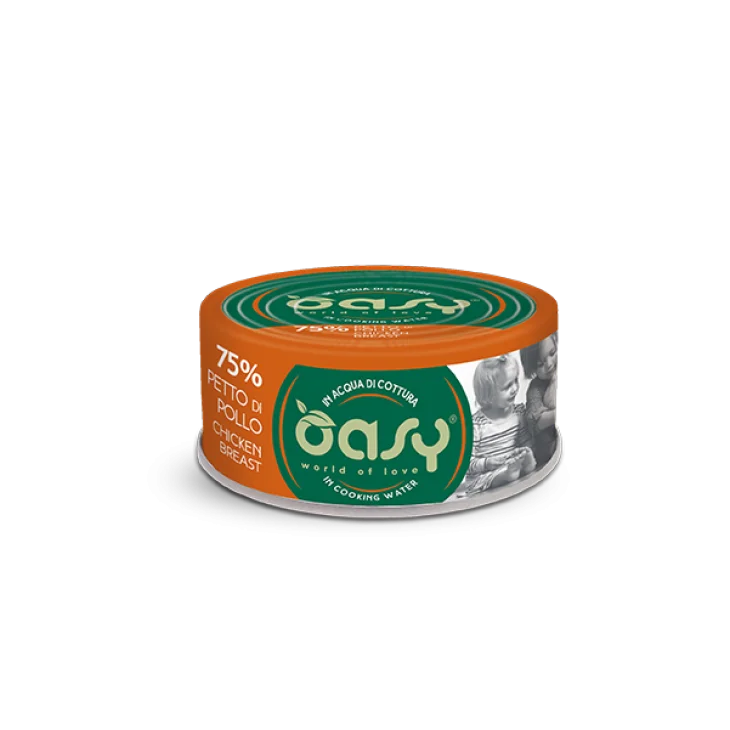 Oasy Wet Cat More Love Cibo Umido per Gatti in Lattina gusto Petto di Pollo 70 g