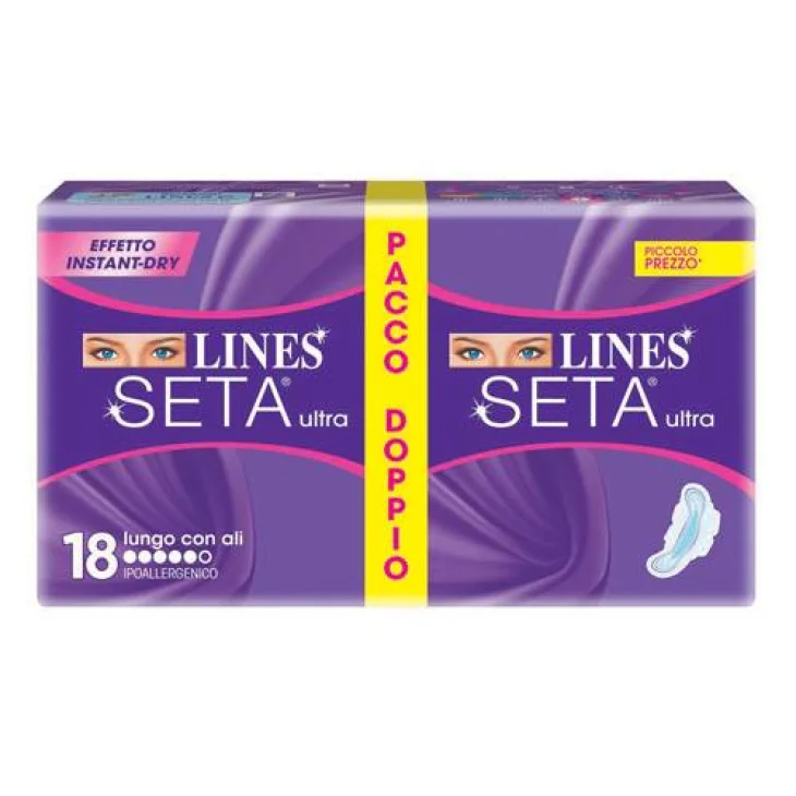 Lines Seta Ultra Assorbente lungo con ali 18 Pezzi