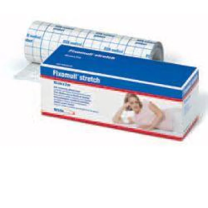 BSN Fixomull Stretch Fascia autoadesiva ipoallergenica per fissaggio cateteri con supporto in poliestere 20cm x 10 m