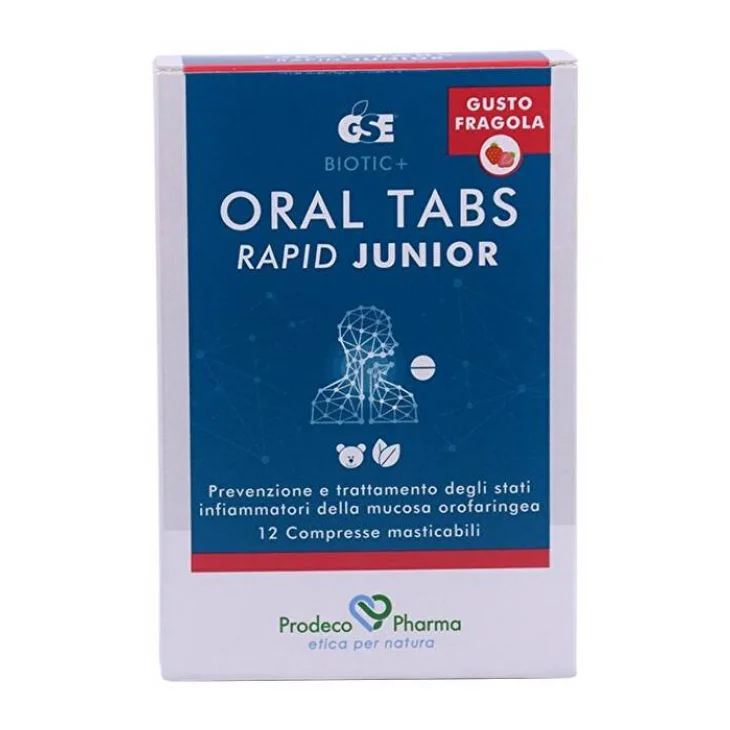 Prodeco GSE Oral Tabs Rapid Junior Gusto Fragola 12 Compresse
