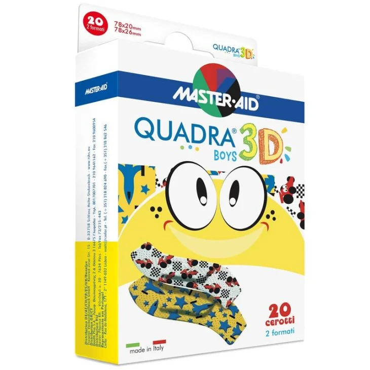 Master-aid Quadra 3d Boys Cerotto TNT 20 Pezzi Assortiti