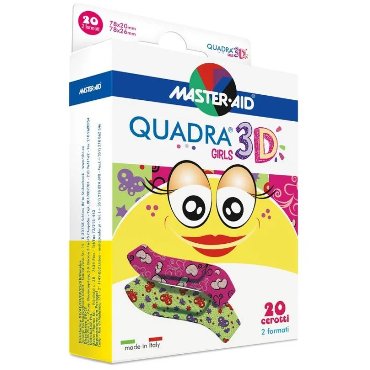 Master-aid Quadra 3d Girls Cerotto TNT 20 Pezzi Assortiti
