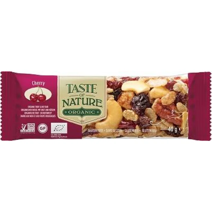 Taste Of Nature Barretta alle ciliegie e alle noci Pecan Bio e vegan 40 g