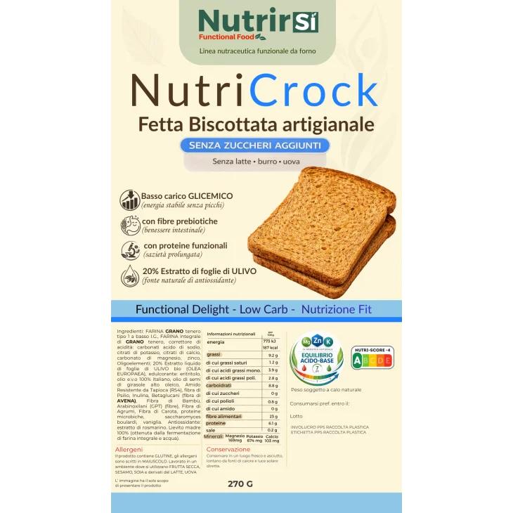 NutrirSi Nutricrock Fette biscottate a basso carico glicemico 300 g NutrirSi Nutricrock Fette biscottate a basso carico glicemico 300 g