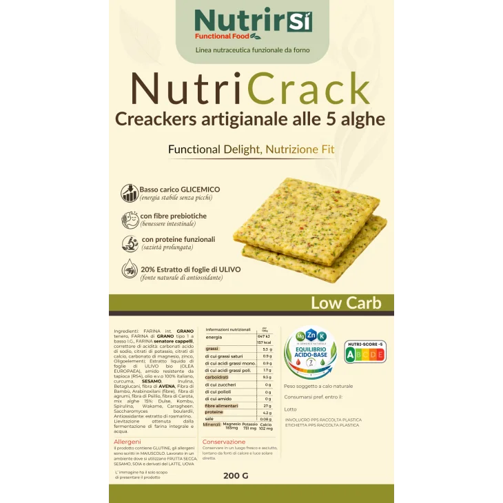 Nutrirsi NutriCracker Alghe Cracker salato a basso indice glicemico 250 g