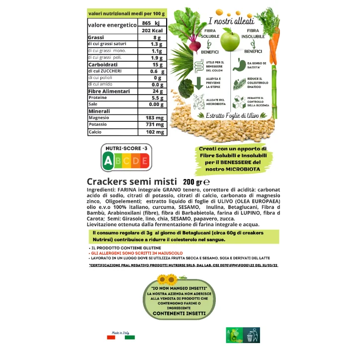 Nutrirsi NutriCracker Semi Misti Cracker a basso indice glicemico 200 g
