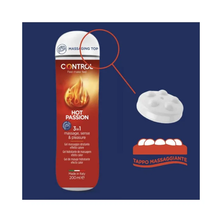 Control Gel Massage Hot Passion Lubrificante Effetto Calore 200 ml