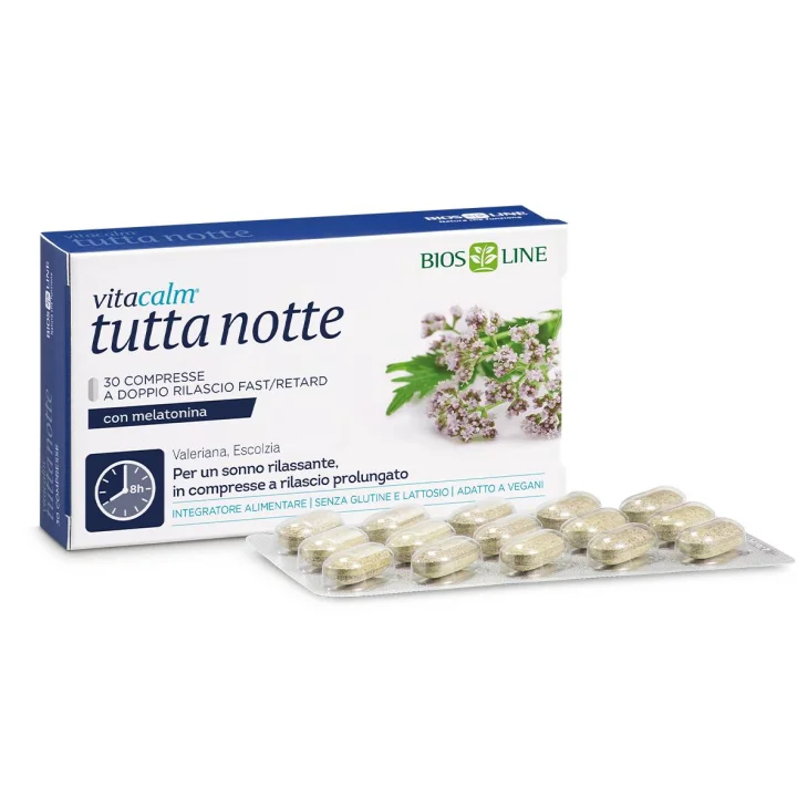 Bios Line Vitacalm Tutta Notte Fast Retard Integratore per il Sonno 30 compresse