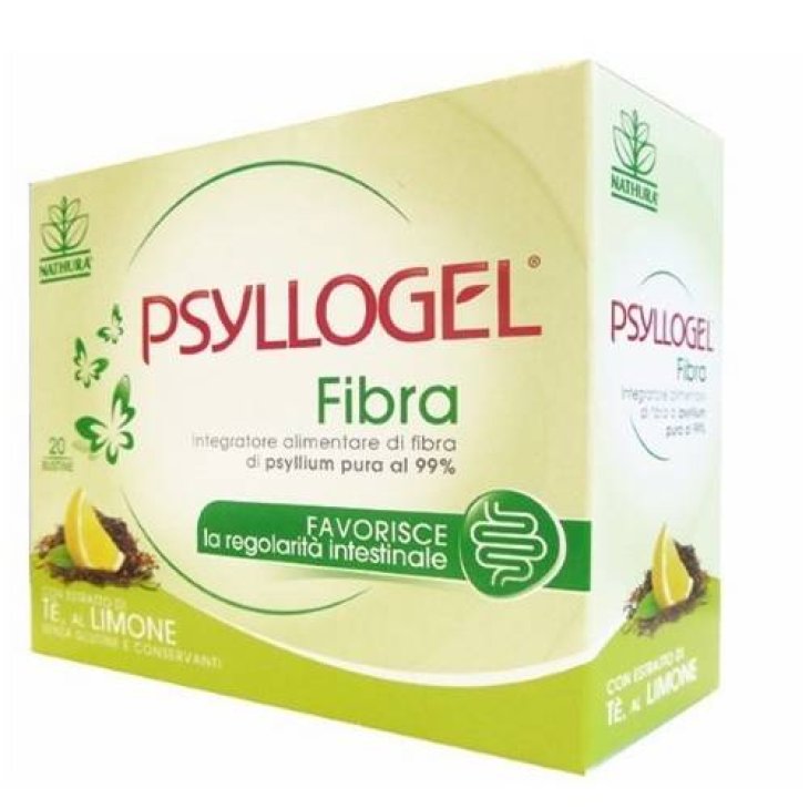 Nathura Psyllogel Fibra Integratore per il Benessere Intestinale 20 bustine Gusto Tè limone