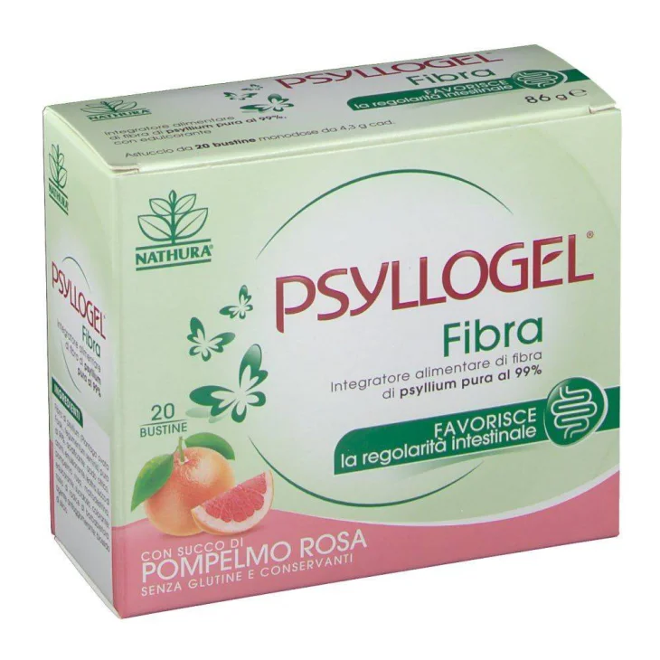 Nathura Psyllogel Fibra Integratore per il Benessere Intestinale 20 bustine Gusto Pompelmo Rosa