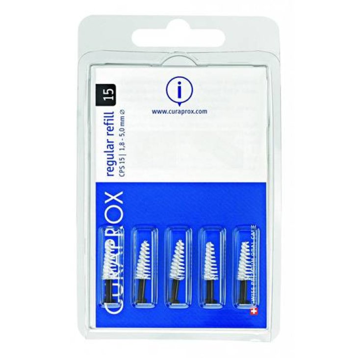 Curaprox Regular 15 Plus Scovolini con manico nero Capsule 15 Con 5 Scovolini + Supporto