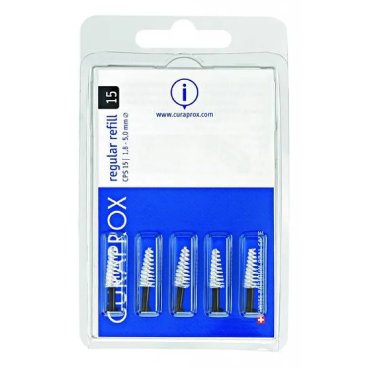 Curaprox Regular 15 Plus Scovolini con manico nero Capsule 15 Con 5 Scovolini + Supporto