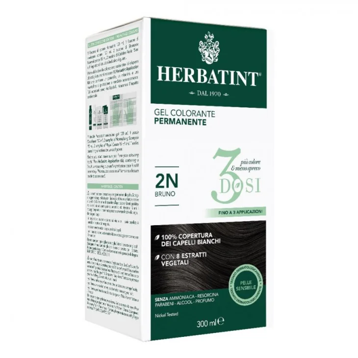 Herbatint 3dosi 2n Bruno Tintura Permanente Capelli In Gel 300 Ml