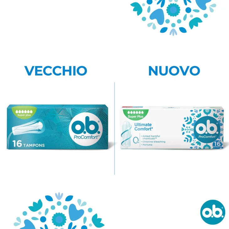 o.b. Assorbenti Interni ProComfort Super Plus Flusso Molto Intenso, Inserimento e Rimozione Facile16 pz