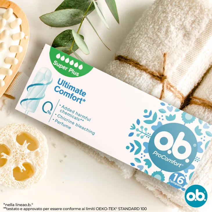 o.b. Assorbenti Interni ProComfort Super Plus Flusso Molto Intenso, Inserimento e Rimozione Facile16 pz