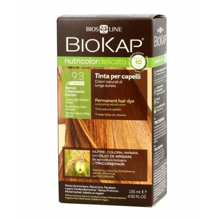 Bios Line Biokap Nutricolor Delicato Rapid Tinta per Capelli 9,3 Biondo Chiarissimo Dorato