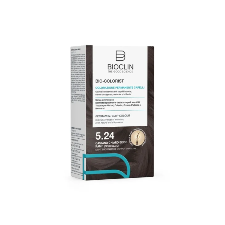 Bioclin Bio-Colorist Colorazione Permanente Capelli Castano Chiaro Beige Rame (Cioccolato) 5.24