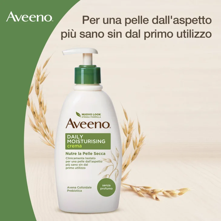 Aveeno Crema Idratante Corpo Daily Moisturizing per Pelli Normali e Pelli Secche Senza Profumo 300ml