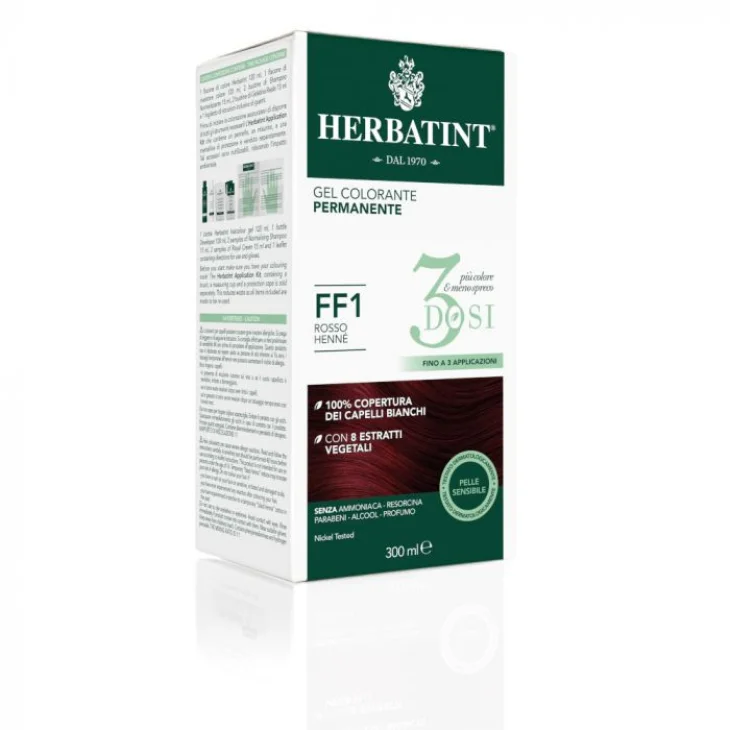 Herbatint Tintura Gel Permanente Ff1 Rosso Hennè Capelli 3 Dosi 300 Ml