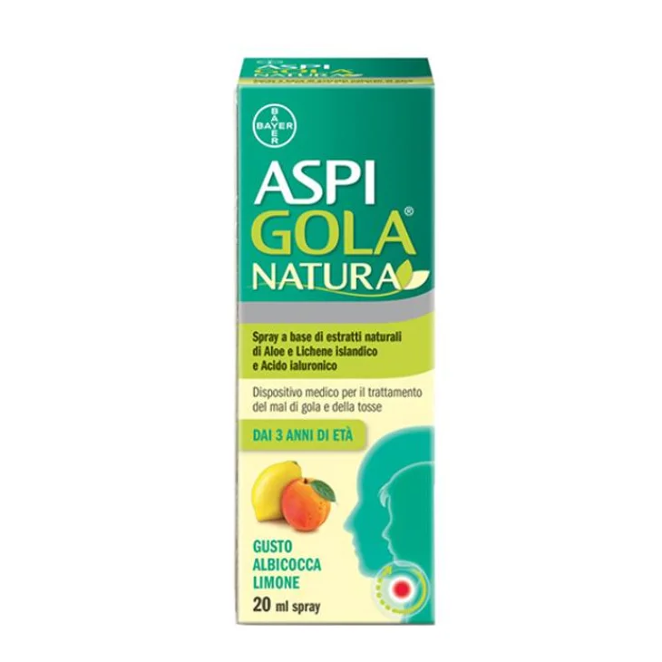 Aspi Gola Natura Spray Trattamento Mal di Gola Albicocca e Limone 20 ml
