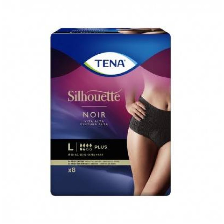 Tena Silhouette Noir Pannolone a Mutandina Assorbente Taglia L Vita Alta 8 Pezzi