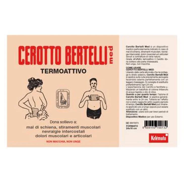 Cerotto Bertelli Med Termoattivo per stiramenti muscolari Grande 24 x 16 cm